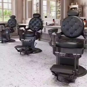 Luxe rétro <span class=keywords><strong>Salon</strong></span> coiffure barbier chaise hydraulique coupe de cheveux inclinable toilettage Massage meubles en cuir pour une utilisation en salle de sport - Product Image 3