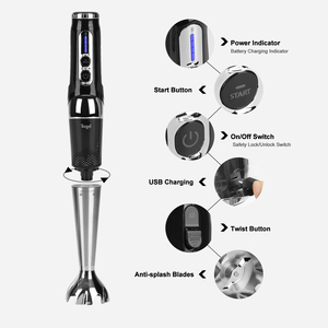 Batidora de mano inalámbrica portátil de acero inoxidable con gancho amasador de ángulo ajustable 90/135/180, 21 velocidades, precio económico - Product Image 1