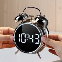 Réveil numérique LED multifonction avec miroir, alimentation USB/piles, design moderne, deux pièces, pour salle de bain, bureau, salon, cuisine