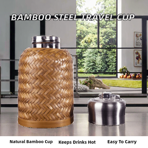 Handmade Bamboo Woven Stainless Steel Water Kettle Eco Friendly <b>Tea</b> Pot Portable Classic Design for Home <b>Tea</b> Serving - Product Image 2