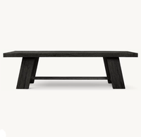 Table à manger rectangulaire en chêne massif américain RH OEM, style farmhouse, meubles de salle à manger, fabrication artisanale, durable, 8 places