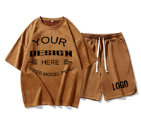 Personnalisé DOVEARK marque daim sieste poids lourd goutte épaule tenues vêtements hommes T-shirt Shorts ensembles lâche décontracté sport costume