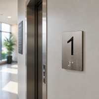 Placa de Señalización de Número de Piso en Braille de Acero Inoxidable, Puntos Táctiles en Relieve, Señalización de Nivel de Puerta de Habitación y Ascensor, Autoadhesiva