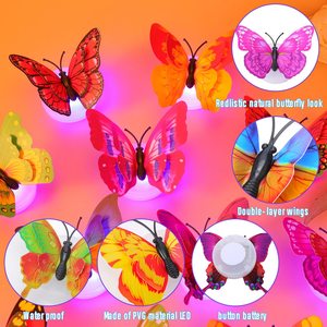 Nicro <span class=keywords><strong>precio</strong></span> al por mayor brillante autoadhesivo 3D colorido mariposa <span class=keywords><strong>pegatinas</strong></span> de <span class=keywords><strong>pared</strong></span> Led luz de noche luminosa brillante decoración del hogar - Product Image 5