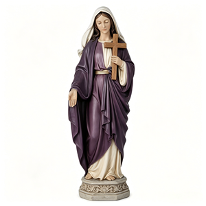 Estatua de la Virgen María con Ángeles y Rama de Olivo, Escultura Artística de Resina Pintada a Mano, Decoración <span class=keywords><strong>Religiosa</strong></span> para el Hogar, Iglesia, Católica, Música de Hadas - Product Image 2