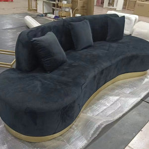 Sofá de terciopelo de lujo nórdico, sofá de forma curva, sala de estar, sofá seccional medio redondo de brazo bajo moderno - Product Image 1
