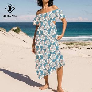 Robes élégantes pour femmes, robe longue vintage, robe décontractée à fleurs, taille haute, plage, robes maxi hawaïennes personnalisées, imprimées - Product Image 1