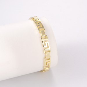 Cm Đồ Trang Sức Bán Buôn Thời Trang Brass Chất Lượng Cao 14K Mạ Vàng Zircon Vòng Đeo Tay Tennis Vòng Đeo Tay Hollow out Khắc Mê Cung Hình Dạng - Product Image 2