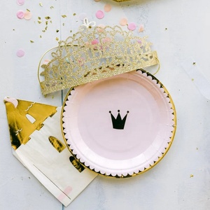 ชุดอุปกรณ์จัดงานเลี้ยงธีมเจ้าหญิงสีชมพู DAMAI จานกระดาษแบบใช้แล้วทิ้ง ชุดอุปกรณ์บนโต๊ะอาหารสำหรับงานเลี้ยงแบบกำหนดเอง จานและแก้วกระดาษ - Product Image 5