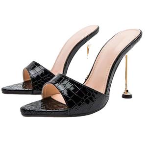 Sandalias de tacón alto con punta metálica cuadrada, estilo cola de pez, delgadas, resistentes y sin cordones, novedad sexy para exteriores 2026 - Product Image 1