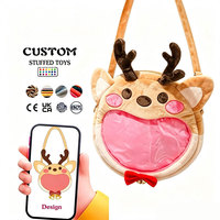 Sac bandoulière personnalisé en peluche renne avec fenêtre transparente Kawaii pour Noël et les fêtes