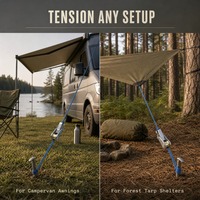 Tendeur universel pour ligne de tente, en métal, à verrouillage rapide, avec crochet et cordon en nylon réfléchissant, pour camping, auvent, bâche, auvent de jardin