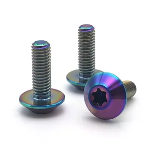 Titanyum cıvata cnc gr5 metrik düğme kafa torx vida motosiklet alaşım anodize m4 m5 m6 m8 m10 m14 titanyum cıvata