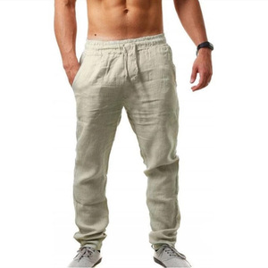 Pantaloni Casual da <span class=keywords><strong>Uomo</strong></span> in <span class=keywords><strong>Lino</strong></span> Traspirante con Elastico in Vita e Gamba Dritta per l'Estate, la Spiaggia e l'<span class=keywords><strong>Abbigliamento</strong></span> Outdoor - Product Image 5