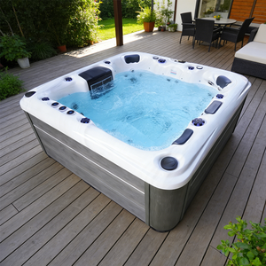 Sunrans Premium Modern Acrylic Rectangle <span class=keywords><strong>4</strong></span> Seater and 1 Lounge Balboa Hot Tub Outdoor Whirlpool <span class=keywords><strong>Spa</strong></span> - Product Image 1