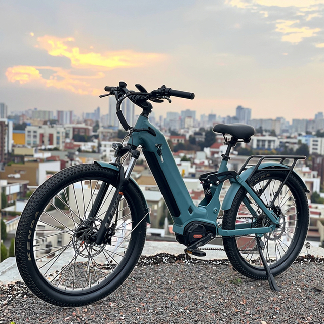 High Performance Step Thru Bafang Mid Motor E-bike with Full Suspension