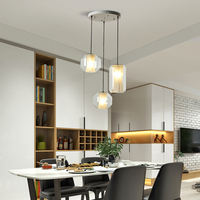 Ventes chaudes, lampe suspendue LED en verre transparent, style moderne nordique minimaliste, longue, réglable en hauteur, pour cuisine, restaurant, bars