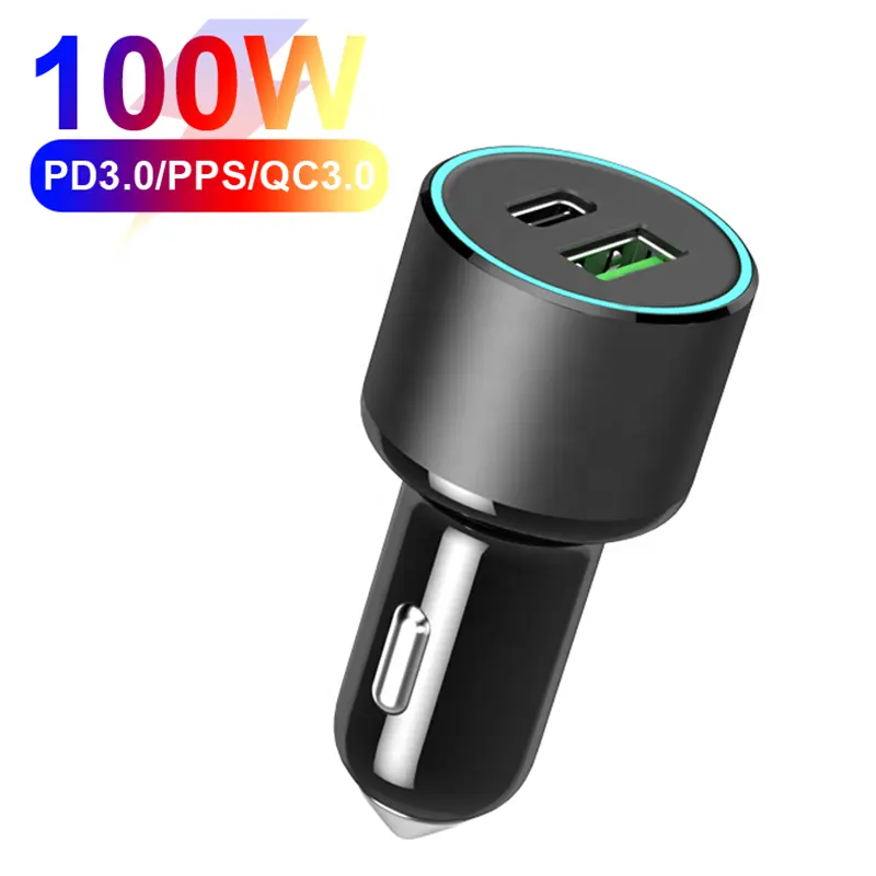 Dual Port PD3.0 100W And QC3.0 18W Fast Charge USB C Car Charger for MacBook Pro Air Laptop