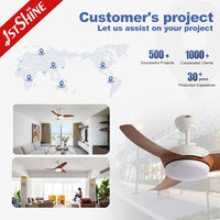 Ventilateur de plafond intelligent 1stshine 42 pouces avec commande Wi-Fi, compatible vocale, télécommande personnalisable, OEM/ODM, avec lumière LED