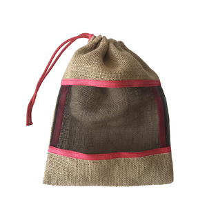 Túi Hạt Dẻ Dây Rút Bằng Vải Đay Tự Nhiên Cá Nhân Hóa Cửa Sổ Lưới - Product Image 3