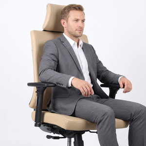 Chaise de bureau de direction KINSHA Vertic Series, en cuir PU, ergonomique, dossier haut, pivotante, appui-tête réglable, base en métal, design contemporain - Product Image 1