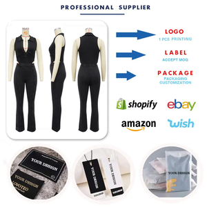 Conjunto de Dos Piezas de Ropa de Mujer Y10828, Estilo Veraniego Moderno, Top Sin Mangas con Efecto Desgastado y Pantalones Acampanados - Product Image 3