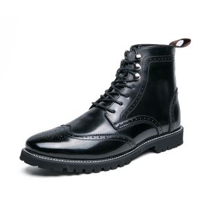 Nouvelles <span class=keywords><strong>Bottines</strong></span> en Cuir Bleues pour Hommes, Pointues et Plates, à Lacets, Tailles 38-48, Idéales pour le Business et les Occasions Formelles - Product Image 2