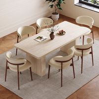 Modernes Rechteckiges Travertin-Schiefer Esszimmer-Set Französischer Retro Mid-Century Stil Tisch und Stuhl für Kleine Räume