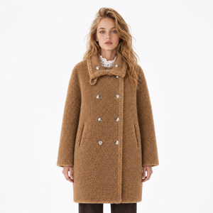 Abrigo <span class=keywords><strong>de</strong></span> Lana Reversible para Mujer Boying, Invierno 2025, Nuevo Modelo, Cálido, con Solapa y Forro <span class=keywords><strong>de</strong></span> Borrego, Personalizado, OEM, ODM, Venta al Por Mayor - Product Image 1