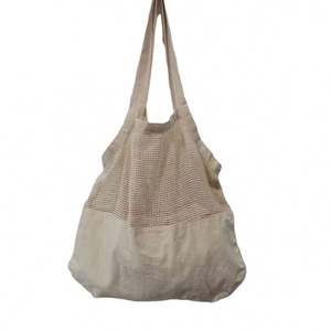 Sacs en coton biologique réutilisables biodégradables, sacs en coton pour légumes, sacs de courses en maille de coton, sacs pour produits avec patch imprimé - Product Image 1