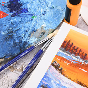 Offre Spéciale 11 pièces bleu manche en bois poils peinture brosse ronde plat artiste pinceau ensemble pour huile acrylique peinture - Product Image 6