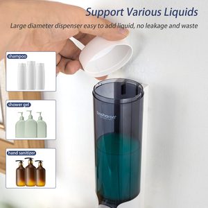 Vente en gros en usine en Chine Distributeur de savon mural en plastique blanc de luxe Presse à main manuelle Shampooing Après-shampooing Distributeur de savon - Product Image 4