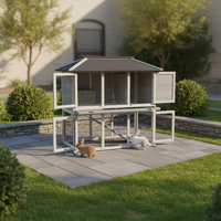 Maison de lapin en bois imperméable Cage à lapin de jardin à deux étages avec maille solide