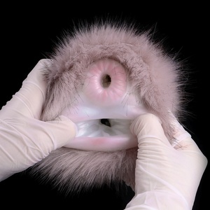 Masturbador Masculino de Silicona de Doble Canal con Vagina Realista de Conejo Gris de Piel Artificial GEEBA, Juguetes Sexuales al por Mayor - Product Image 2