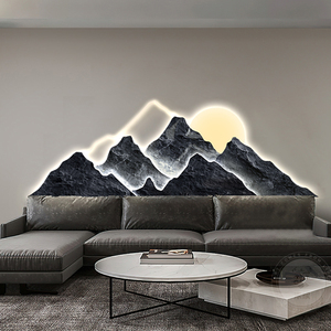 Nuova Decorazione Murale Cinese Tradizionale con Paesaggio Montano, Stampa LED UV e Intaglio, Grande Opera d'Arte <span class=keywords><strong>per</strong></span> Soggiorno e <span class=keywords><strong>Camera</strong></span> <span class=keywords><strong>da</strong></span> <span class=keywords><strong>Letto</strong></span> - Product Image 4