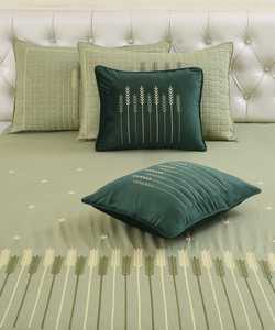 Luxury Crown 5 Piece Embroidery <b>King</b> <b>Size</b> Bedsheet Set 90x100 Inch with 2 Quilted Pillow Covers & 2 Holland Embroidery Cushions - Product Image 2