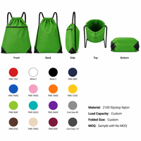Sacs à dos en nylon personnalisés avec cordon de serrage, style tendance, logo imprimé sur mesure, pliables, portables, utilisation quotidienne, souples, unisexes, imperméables