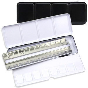 XinyiArt Venta al por mayor: Estuches de metal vacíos para acuarelas de 12/24/48 compartimentos, <span class=keywords><strong>paleta</strong></span> de pintura, caja de <span class=keywords><strong>paleta</strong></span> de acuarelas para media pastilla y pastilla completa - Product Image 3