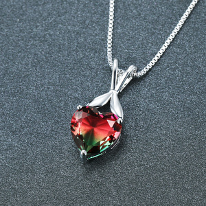 Elegante collar de cadena de clavícula que combina con todo para mujer estilo Simple piedra de turmalina en forma de corazón joyería fresca con Material de latón - Product Image 3