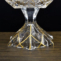 Bol à fruits en verre moderne de luxe bols à fruits en verre plaqué or à motif d'algues pour la décoration de la maison
