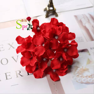 SPR 100 PCS/LOT Venta al por mayor Flores artificiales de hortensia de seda baratas Cabezas Flores artificiales decorativas para el hogar - Product Image 5