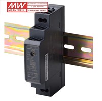 Alimentation électrique AC-DC à sortie unique ultra-mince Mean Well HDR-15-5 5V à montage sur rail DIN, garantie 3 ans, efficacité 82%