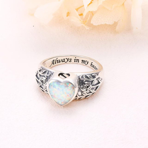 Cincin guci Opal hati untuk abu baja nirkarat perhiasan kremasi abu cincin kenang-kenangan untuk wanita perhiasan Memorial cincin berurang - Product Image 4