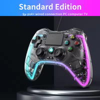 Mando inalámbrico con luz RGB de 8 colores para consola PS4, mando con conexión 2,4G para PC