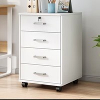 Archivador de Oficina Comercial de Madera con 3 Cajones, Minimalista y Moderno, con Cerradura, con Ruedas, Móvil, para Debajo del Escritorio, Almacenamiento de Documentos