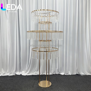 LEDA ชุดตกแต่งดอกไม้งานแต่งงานสุดหรูหราสีทอง พร้อมอุปกรณ์ประกอบฉาก ชั้นวางดอกไม้รูปชิงช้าสวรรค์หลายชั้น ทำจากเหล็กดัดเคลือบไฟฟ้า - Product Image 4