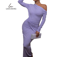 Robe courte asymétrique à col romantique et scintillant, taille empire, coupe skinny/straight-leg, style romantique