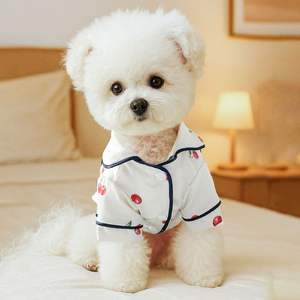 Luxuoso Confortável Inverno Temporada Algodão Pet Pijama para Cães Pequenos Gatos Padrão Sólido para Teddy Bichon Pomeranian Bulldog - Product Image 5