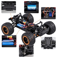 Haiboxing 1/16 2.4G 4WD Camioneta RC con Escobillas, Juguetes con Luces LED, Auto RC Eléctrico Todoterreno Grande, Piezas RTR HBX 16889