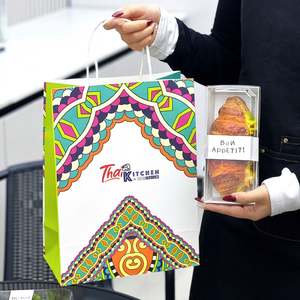 Bolsas de Transporte para Café para Llevar, Personalizadas, Desechables, Ecológicas, de Papel Kraft, para Comida Rápida Tailandesa - Product Image 5